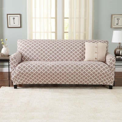 Great Bay Home Stretch Printed Washable Sofa Slipcover (sofa, Beige ...