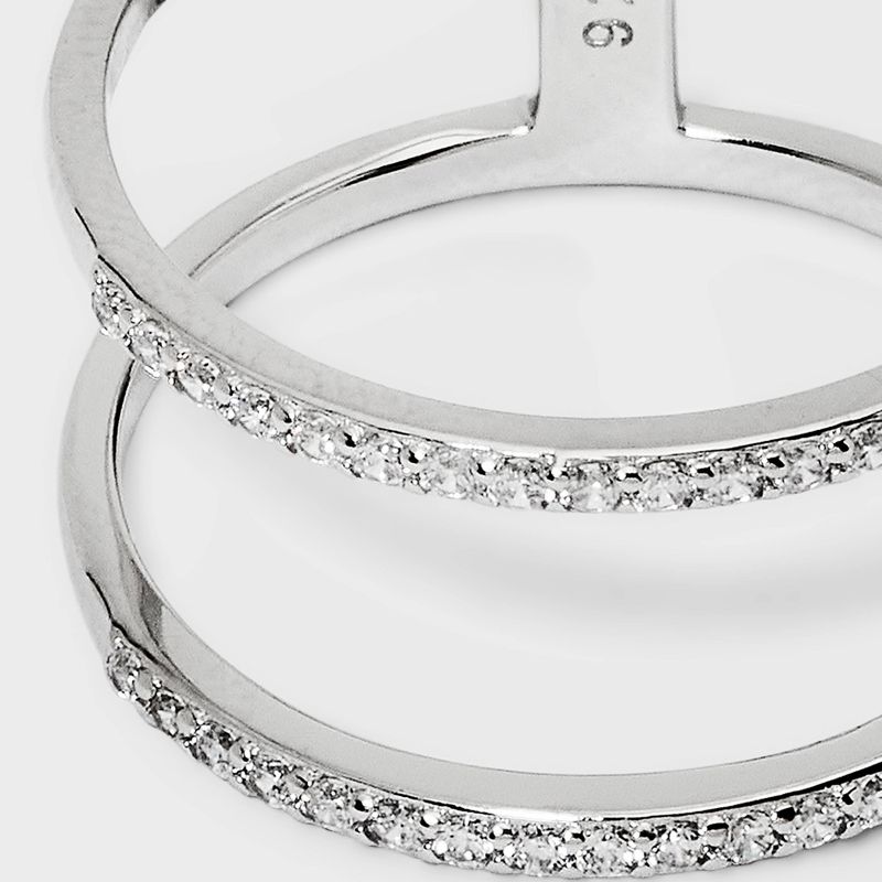 Sterling Silver Pave Cubic Zirconia Double Row Band Ring - A New Day™ Silver, 2 of 3