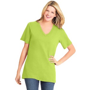 Woman Within Plus Size Perfect Short-Sleeve V-Neck Tee - 1 of 4
