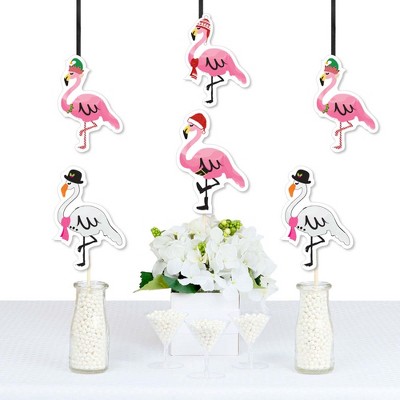 Big Dot of Happiness Flamingle Bells - Flamingo Decorations DIY Tropical Flamingo Christmas Party Essentials - Set of 20