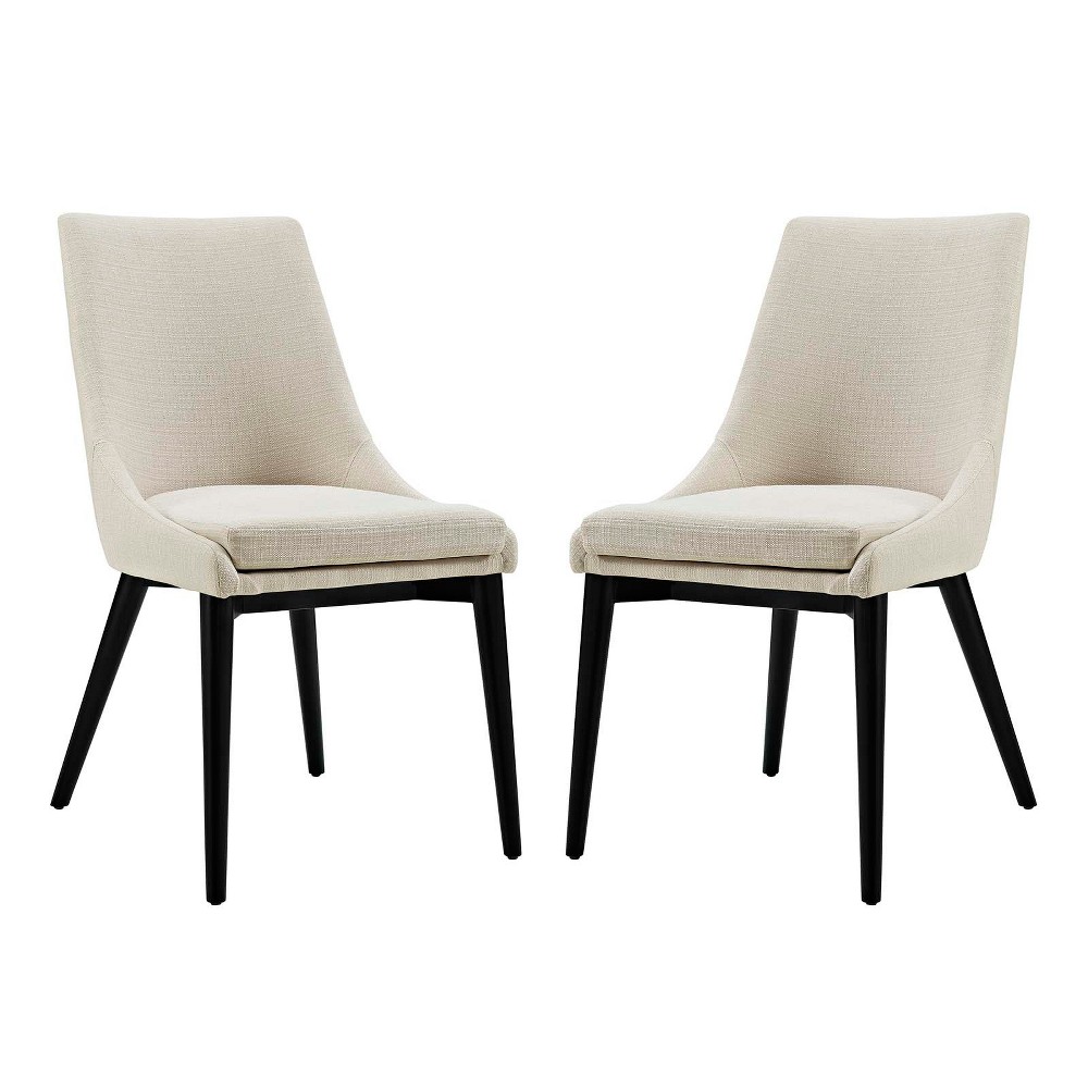 Photos - Chair Modway Set of 2 Viscount Dining Side  Fabric Beige  