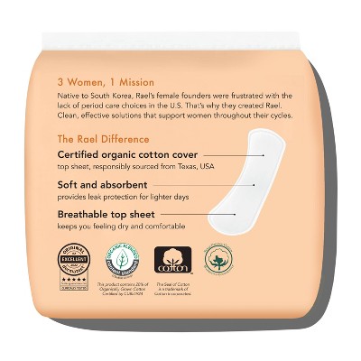 Rael Organic Cotton Cover Panty Liners Regular - 20ct