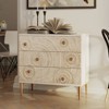 JIONJOY 3-Drawer White & Gold Nightstand with Wood Grain Detail for Bedroom Decor - 2 of 4
