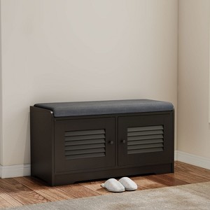 KTMBDW 28.74" Shoe Storage Bench with 2 Door Cabinet & Padded Seat Cushion, Shoe Cabinet, Shoe Bench Shoe Organizer for Entryway, Hallway - 1 of 4