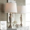 Regency Hill Carlton Blair 25" High Traditional Table Lamps Set of 2 WiFi Smart Socket Silver Brushed Nickel Finish Metal Living Room Bedroom - 2 of 4