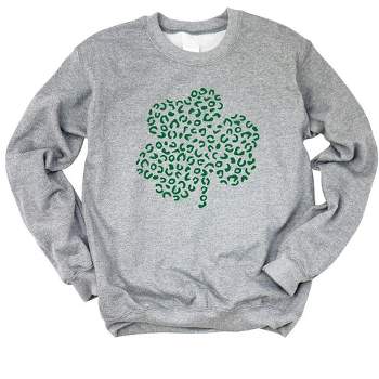 Simply Sage Market Women's Graphic Sweatshirt Leopard Shamrock St. Patrick's Day