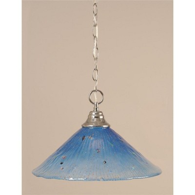 Toltec Lighting Any 1 - Light Pendant in  Chrome with 16" Teal Crystal Shade