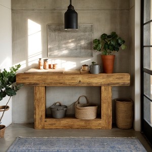 Hommoo 63" Farmhouse 2-Tier Console Table - 1 of 4
