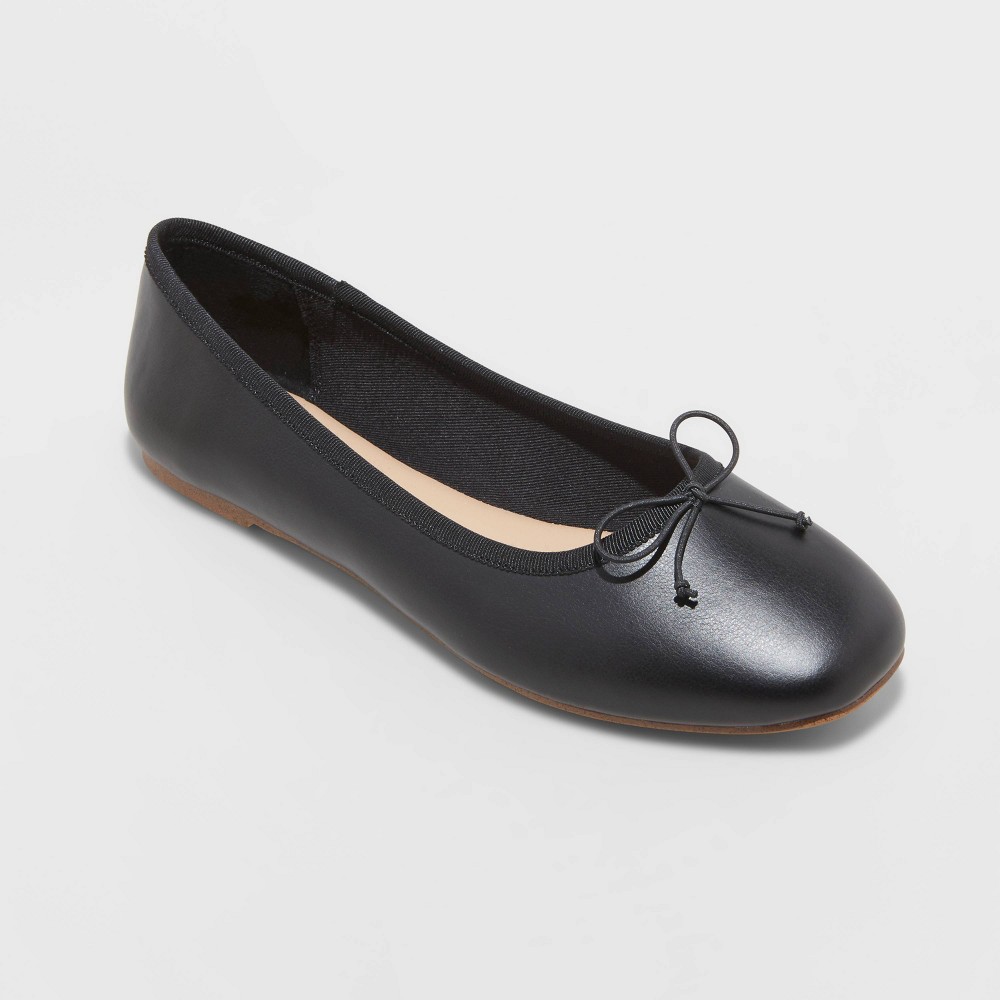 Women's Jackie Ballet Flats with Memory Foam Insole - A New Day™ Black 6