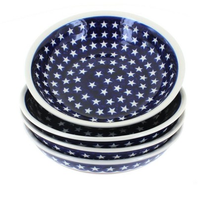 Blue Rose Polish Pottery Stars & Stripes 4 Piece Large Salad Bowl Set