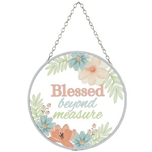 Dicksons Blessed Beyond Measure Pastel Floral Multicolor 6 x 6 Metal and Glass Suncatcher with Suction Cup Hanger - 1 of 2