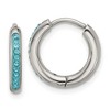 Chisel Stainless Steel Polished Preciosa Aqua Bohemica Crystal Hoop Earrings - 2 of 4