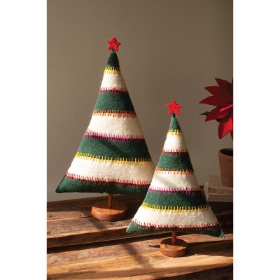 Kalalou Felt Tabletop Christmas Trees – Set of Two Festive Trees