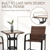 HOMEFUN 3 Pieces Outdoor Bar Stools Set,Rattan Bar Chairs,with glass table top, Wicker Bar Stools for Backyard,Brown - 3 of 4