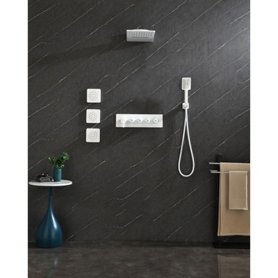 PAGED Wall Mounted Shower Head Rain Shower Head with Hand Shower, 12 Inch Shower Head and Tub Spout for Bathroom, Locker Room