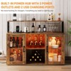 Bar Cabinet with LED Lights & USB Ports - Wine & Liquor Cabinet for Home, Rustic Farmhouse Style, Alcohol, Glass Holder,Brown - 3 of 4