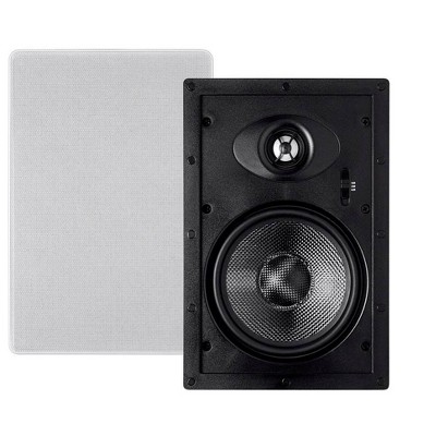 Monoprice 2-Way Carbon Fiber In-Wall Speakers - 6.5in (Pair) With Paintable Magnetic Grille - Alpha Series