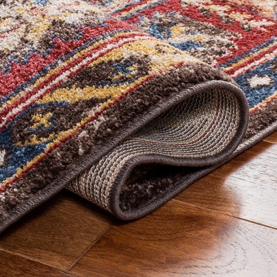 Bijar Blue and Brown Hand-knotted Synthetic Area Rug