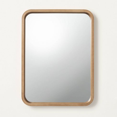 Rectangle Wood Framed Mirror Natural, Brass Framed Mirror Rectangle