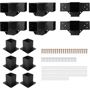 4"x4" Pergola Kit,Heavy-Duty Carbon Steel Gazebo Hardware with 4-Way Brackets,Perfect for Outdoor Patio,Pergola & Cabin Construction - 1 of 4