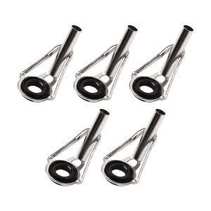 Unique Bargains Metal Fishing Rod Tip Guide Rings Replacement Silver Tone Black 0.118" Dia 5 Pcs - 1 of 4