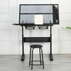 Runesay Adjustable Black Drafting Table Drawing Desk with 2 Metal Drawers and Stool - 3 of 4