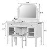 44.4in Makeup Vanity Desk with Large Adjustable Mirror, Dressing Table Set with Drawer & Cabinet, Space-Saving Beauty Station for Bedroom, White - 2 of 4