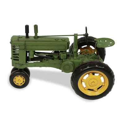 HomeRoots 7" Green and Black Metal Hand Painted Model Tractor