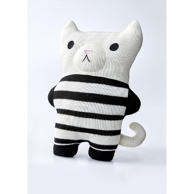 black and white cat pillow