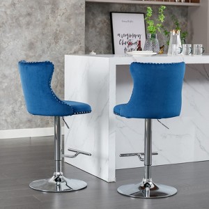 APRILSOUL Swivel Velvet Barstools Adjusatble Seat Height from 25-33 Inch Set of 2 - 1 of 4