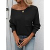 Womens Waffle Knit Tops Oversized Long Sleeve Crewneck Shirts Business Casual Blouses Basic Shirts - 2 of 4
