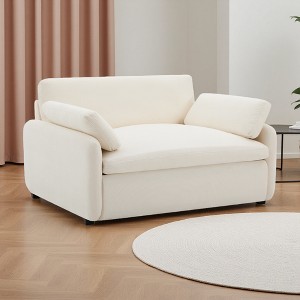 50" Oversized Chenille Single Sofa Chair with Deep Seat and 2 Throw Pillows - 1 of 4