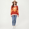Anna-Kaci Women's Large Floral Graphic Pattern Fuzzy Knit Sweater with Soft Textured Feel Ribbed Crew Neckline and Relaxed Fit - 3 of 4