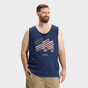 Men's Standard Fit USA Crewneck Tank Top - Goodfellow & Co™ Navy Blue - 1 of 3