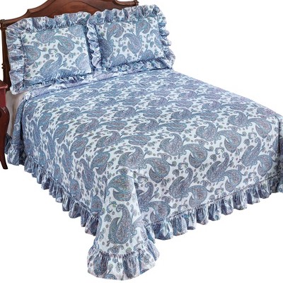 Collections Etc Lightweight Paisley Plisse Ruffled Edge Bedspread Target