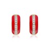 Guili 14K Gold Plated Hoop Earrings with Colored Enamel and Sparkling Clear CZ Stones, Creating a Chic, Stylish, and Eye-Catching Accessory - 2 of 2