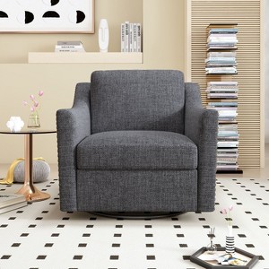 NicBex Cotton Linen Swivel Accent Chair,Upholstered Swivel Living Room Chair with Brass Nail Decorative Arm,Accent Chairs for Living Room - 1 of 4