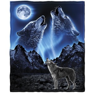 Howling Wolves Fleece Blanket - 50 x 60 Inches Soft Plush for Men, Women, and Kids - Cozy With Wolf Design - 1 of 4