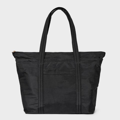 Universal Thread Essential Zip Tote Handbag - Universal Thread™ Black: Nylon Twill, Unstructured, 18.75" Width
