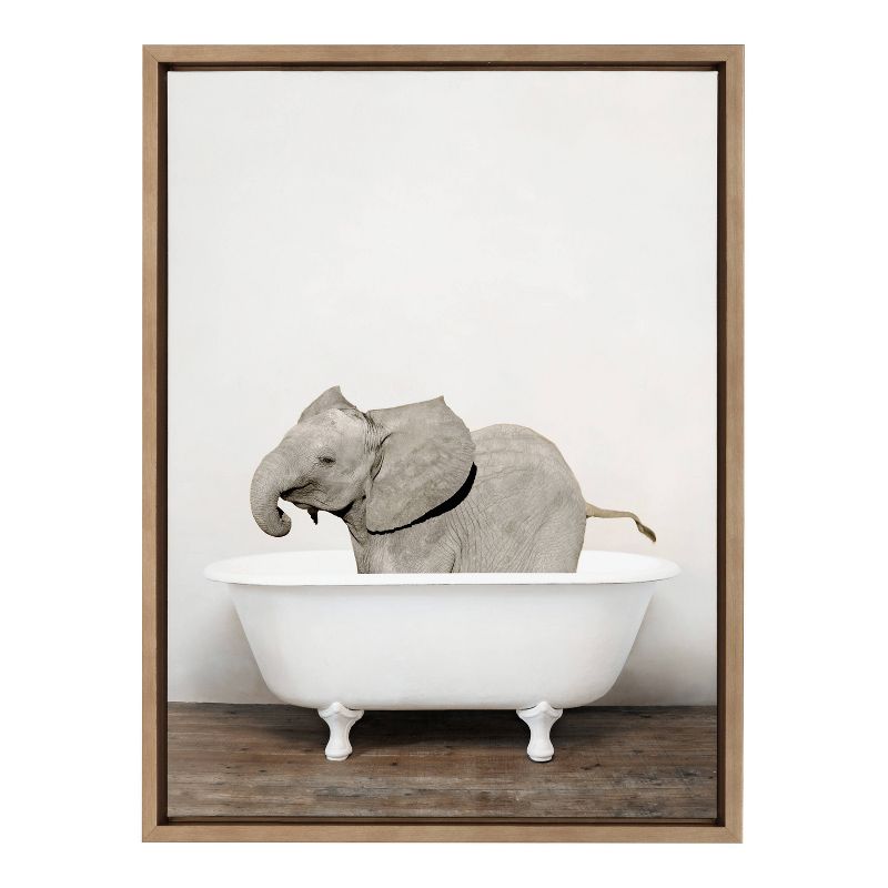 18&#34; x 24&#34; Sylvie Baby Elephant in The Tub Color Frame Canvas by Amy Peterson Gold - Kate &#38; Laurel All Things Decor, 2 of 7
