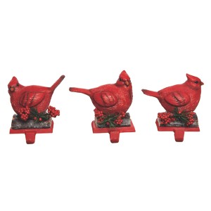 Transpac Holiday Cardinal Stocking Holder Set of 3 Multicolored Christmas Decor for Mantel Indoor Use Gift Giving - 1 of 1