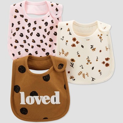 Baby Girls' 3pk Polka Dot Bib - Just One You® made by carter's Off-White/Brown