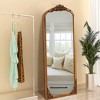 MAYEERTY Full-Length Mirror Solid Wood Carved Right Angle Micro-Arch Weathered White 64x21in with Stand - 4 of 4