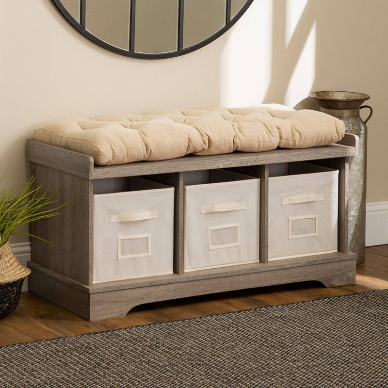 42" Upholstered Wood Entryway Bench with Storage - Saracina Home, 3 of 8