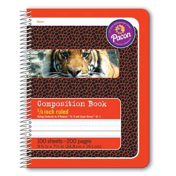 Pacon Primary Composition Book, Spiral Bound, D'Nealian/Zaner-Bloser, 5/8" x 5/16" x 5/16" Ruled, 9-3/4" x 7-1/2", 100 Sheets