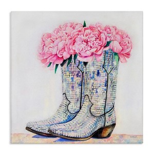 Stupell Industries Floral Shimmering Cowgirl Boot Canvas Wall Art - 1 of 4