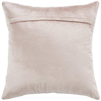 Beige 20" Square Cotton and Viscose Holiday Pillow