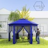 Aghana Digitals 13' Hexagonal Pop Up Gazebo with 6 Mesh Sidewalls - Beige Canopy Shelter for Patio, - 4 of 4