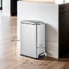 Slim Trash Can, 12.7-Gal (48 L) Garbage Can for Narrow Spaces with Soft-Close Lid, Stainless Steel, 15 Trash Bags Included - 2 of 4