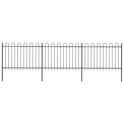 vidaXL Garden Fence with Hoop Top Steel 16.7' Black